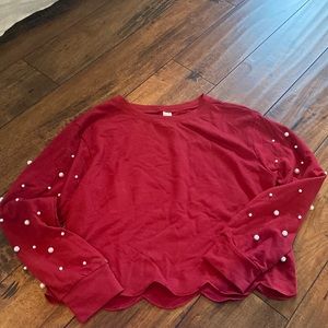 Super Cute Scallop and pearl Sweatshirt